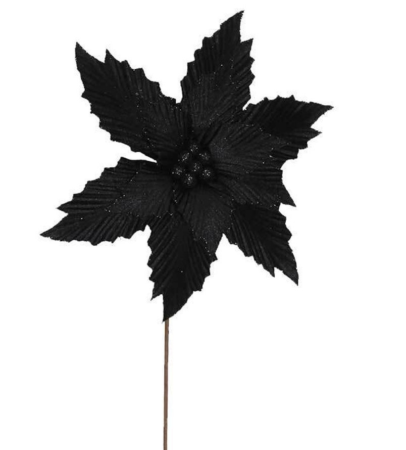 Black Poinsettia with Stem 30cm