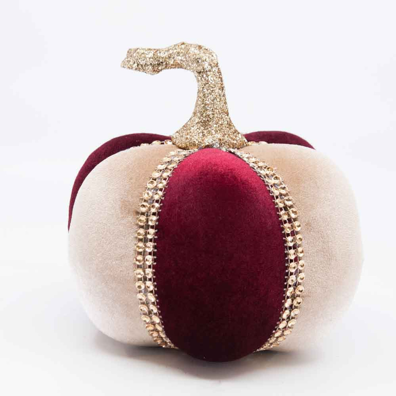 Burgundy & Cream Jewelled Pumpkin 16cm